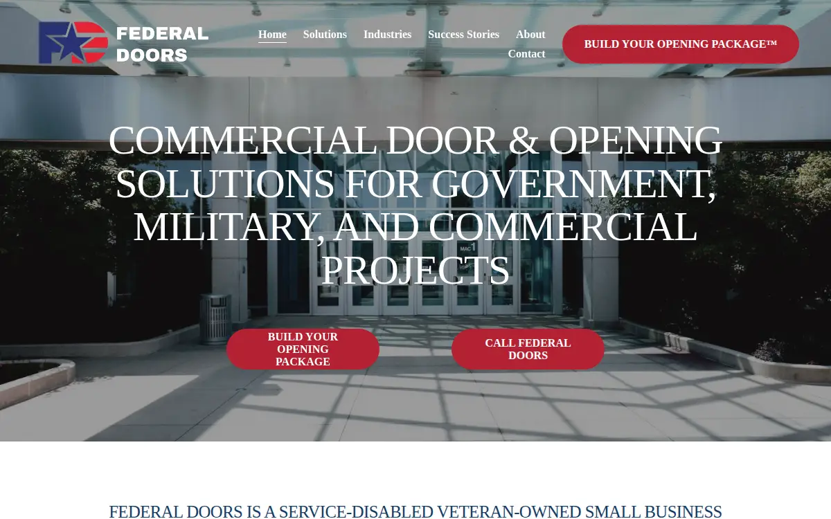 Homepage of Manchester Door Company, LLC