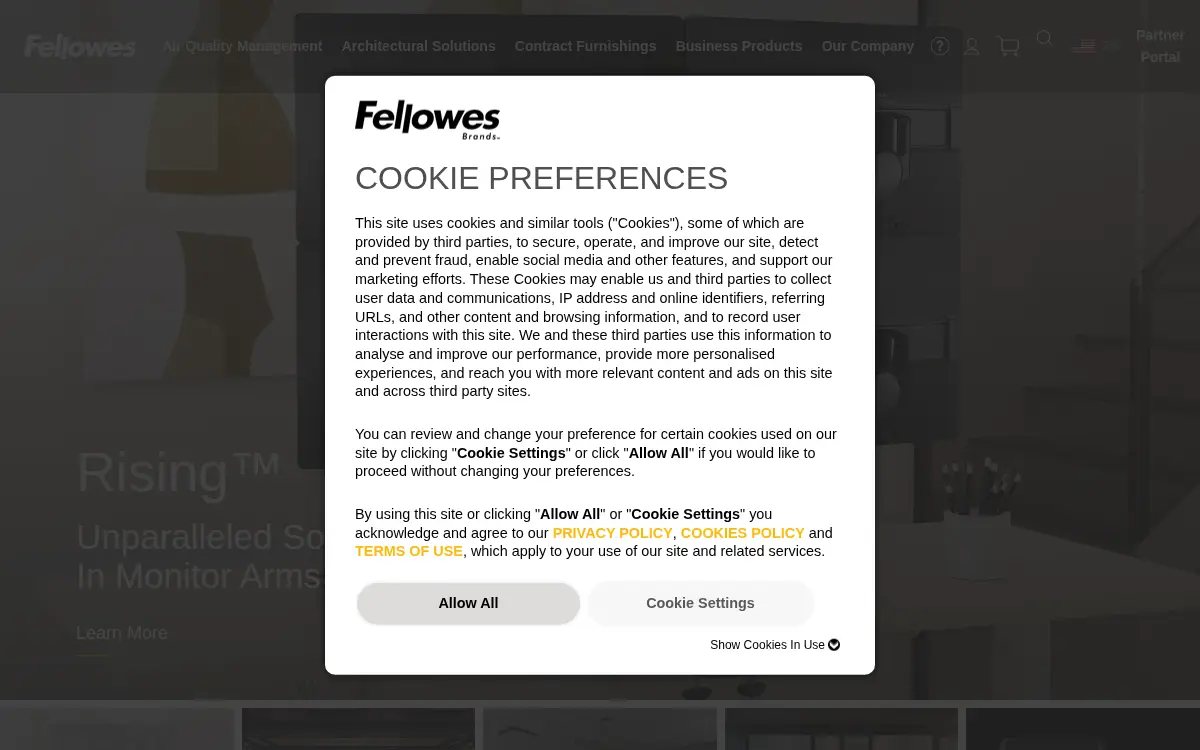 Homepage of Fellowes INC