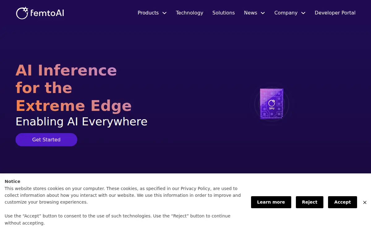 Homepage of Femtosense, INC.