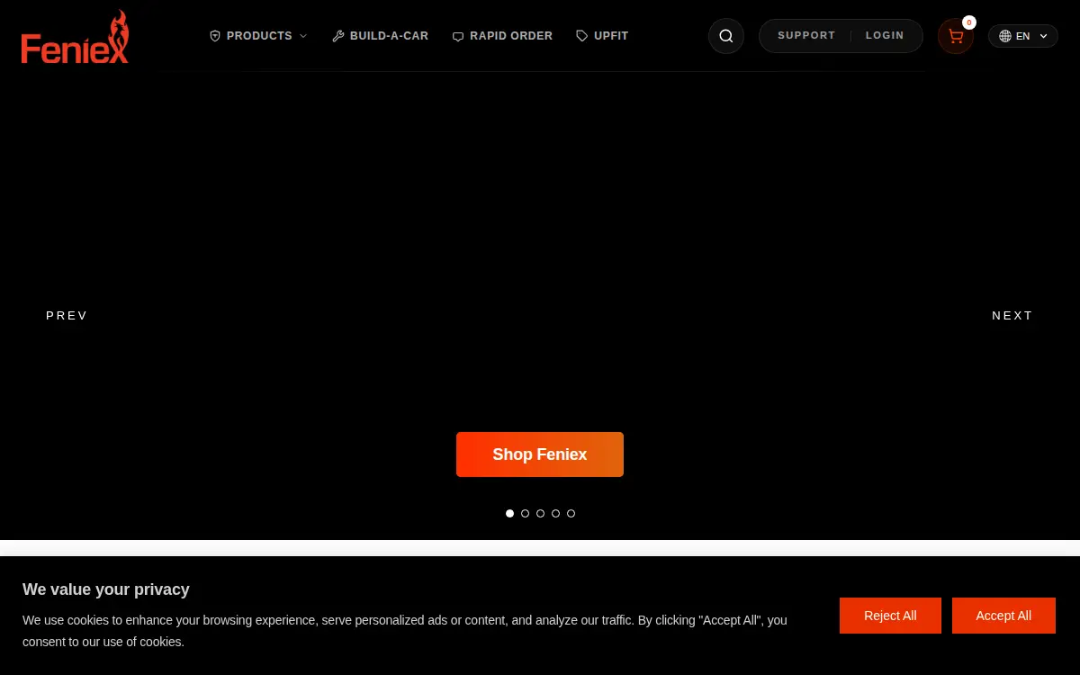 Homepage of Feniex Industries INC.