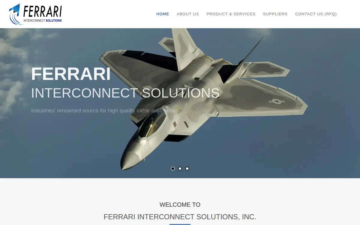Homepage of Ferrari Interconnect Solutions INC