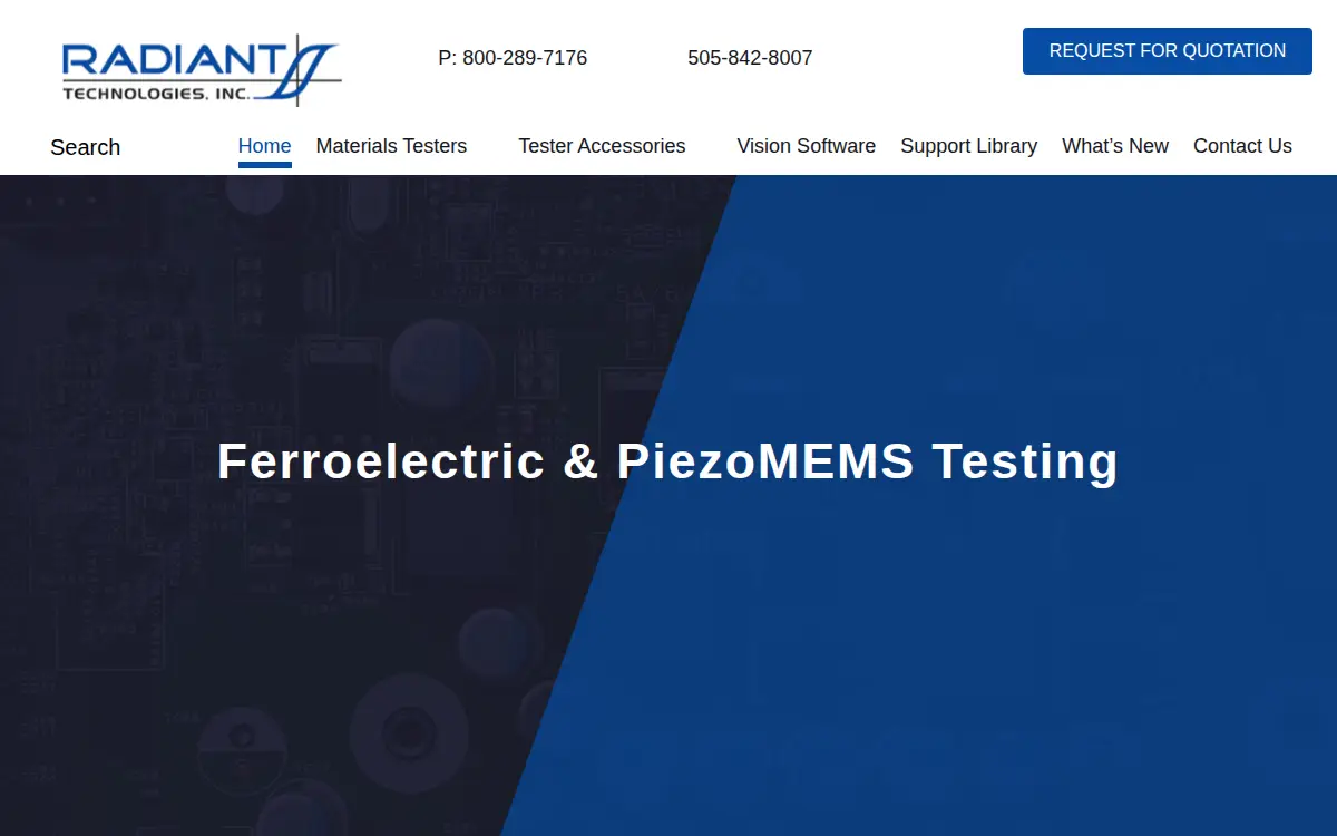 Homepage of Radiant Technologies, INC.