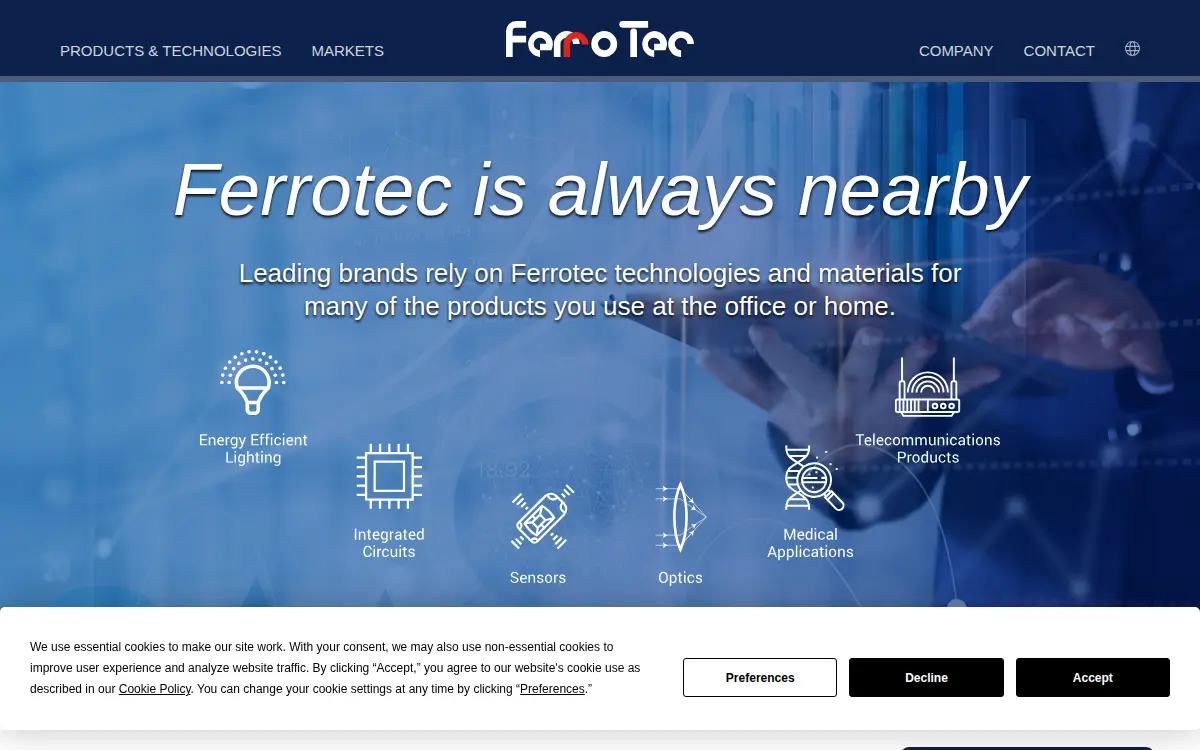 Homepage of Ferrotec (usa) Corporation