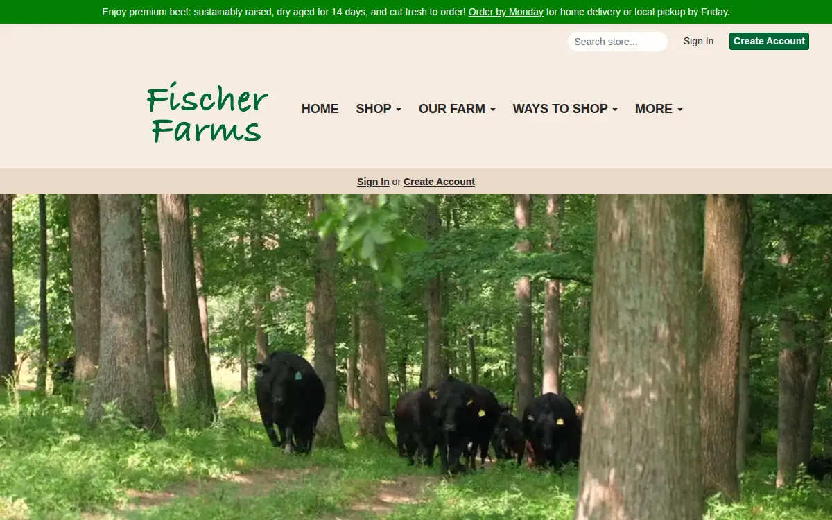 Homepage of Fischer Farms Natural Foods, LLC