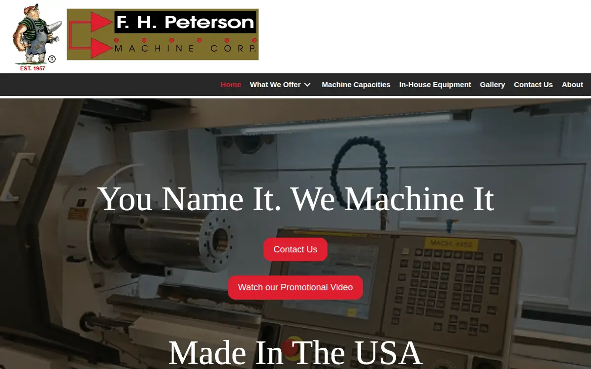 Homepage of F. H. Peterson Machine Corporation