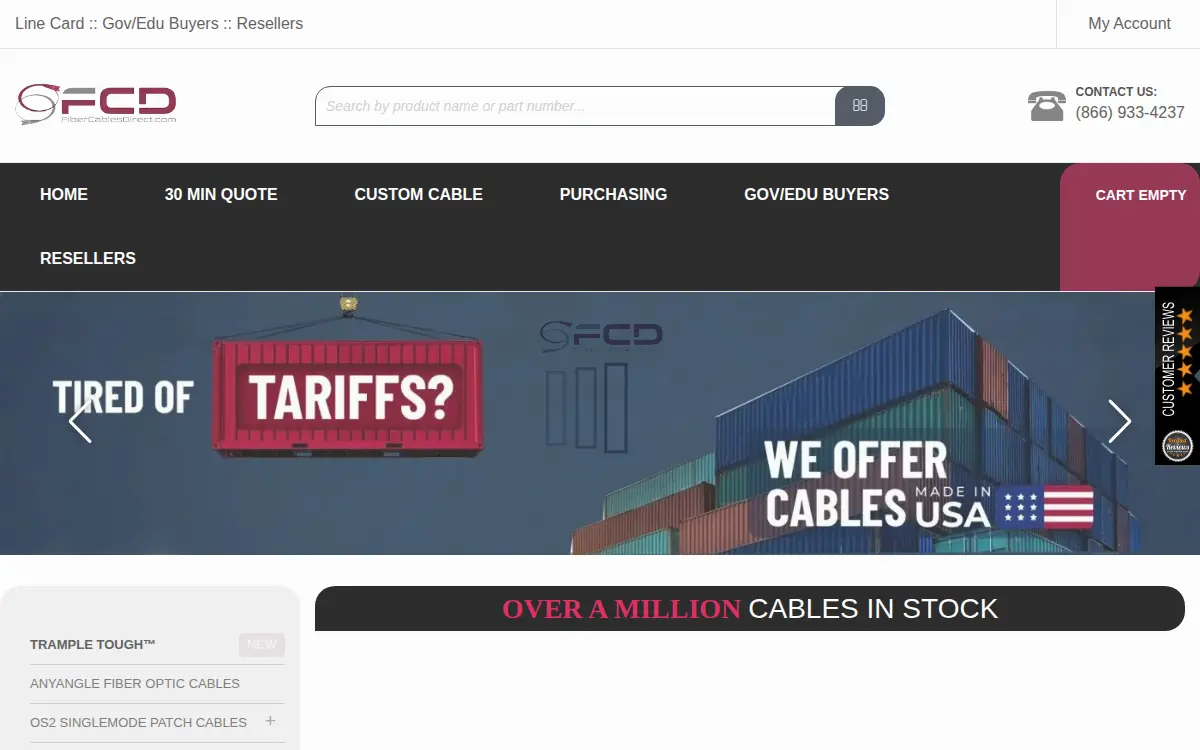 Homepage of Fiber Cables Direct, INC.