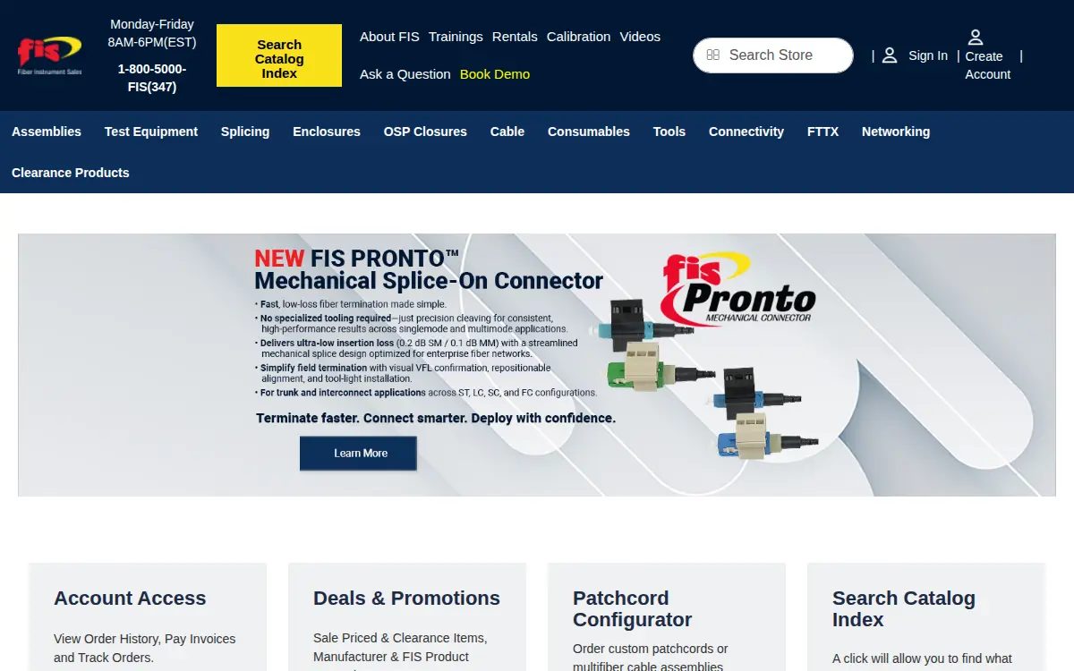 Homepage of Fiber Instrument Sales, INC.
