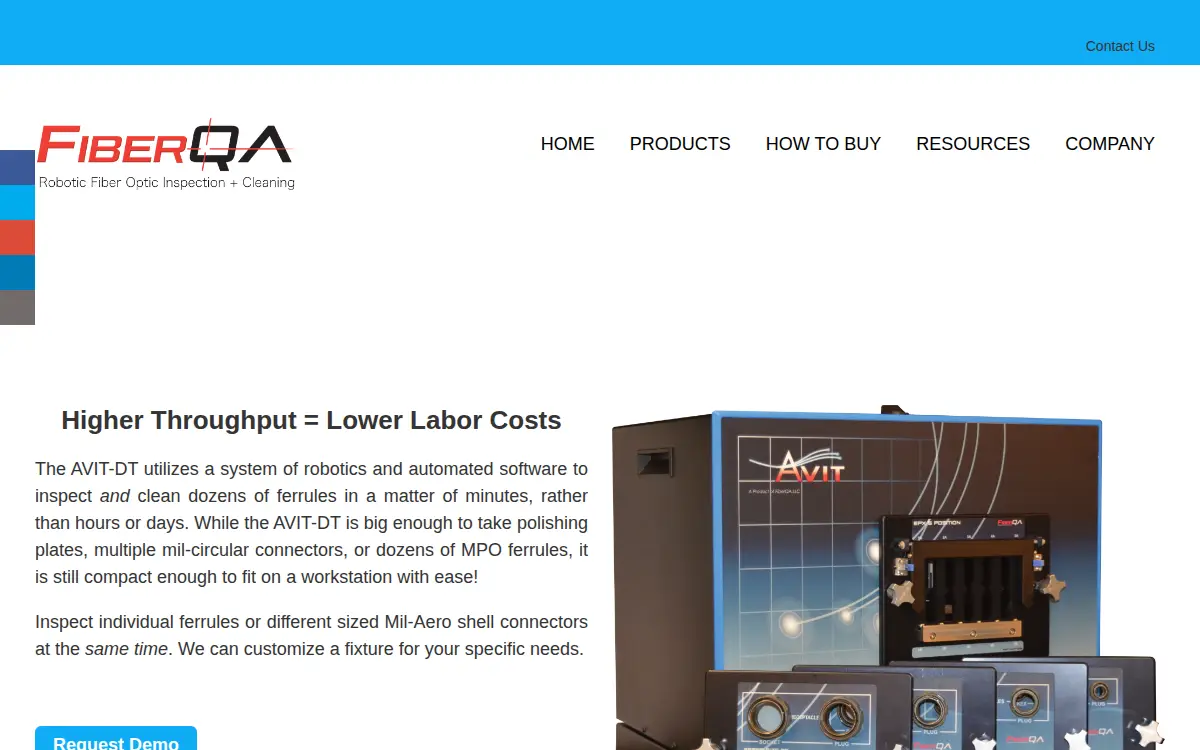 Homepage of Fiberqa, LLC