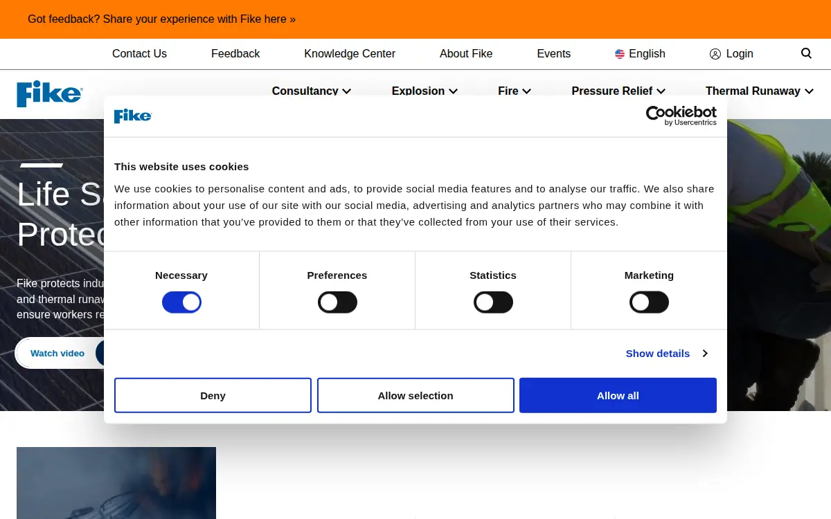 Homepage of Fike Corporation