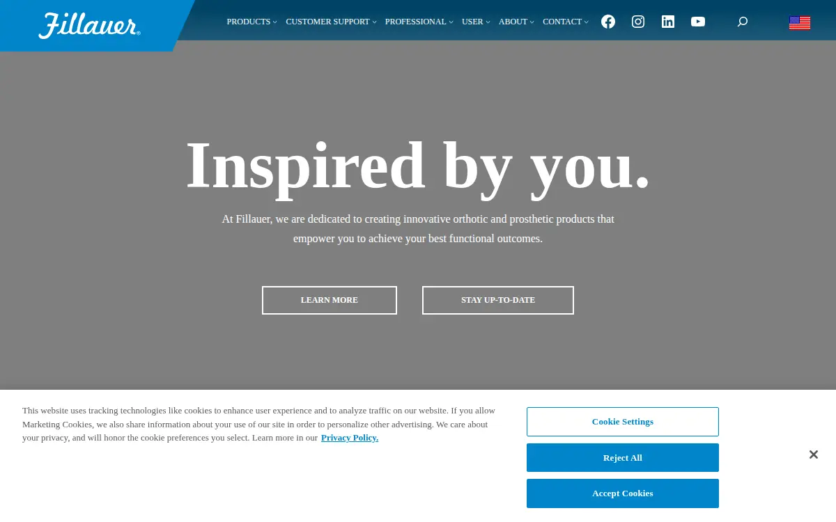 Homepage of Fillauer Companies, INC