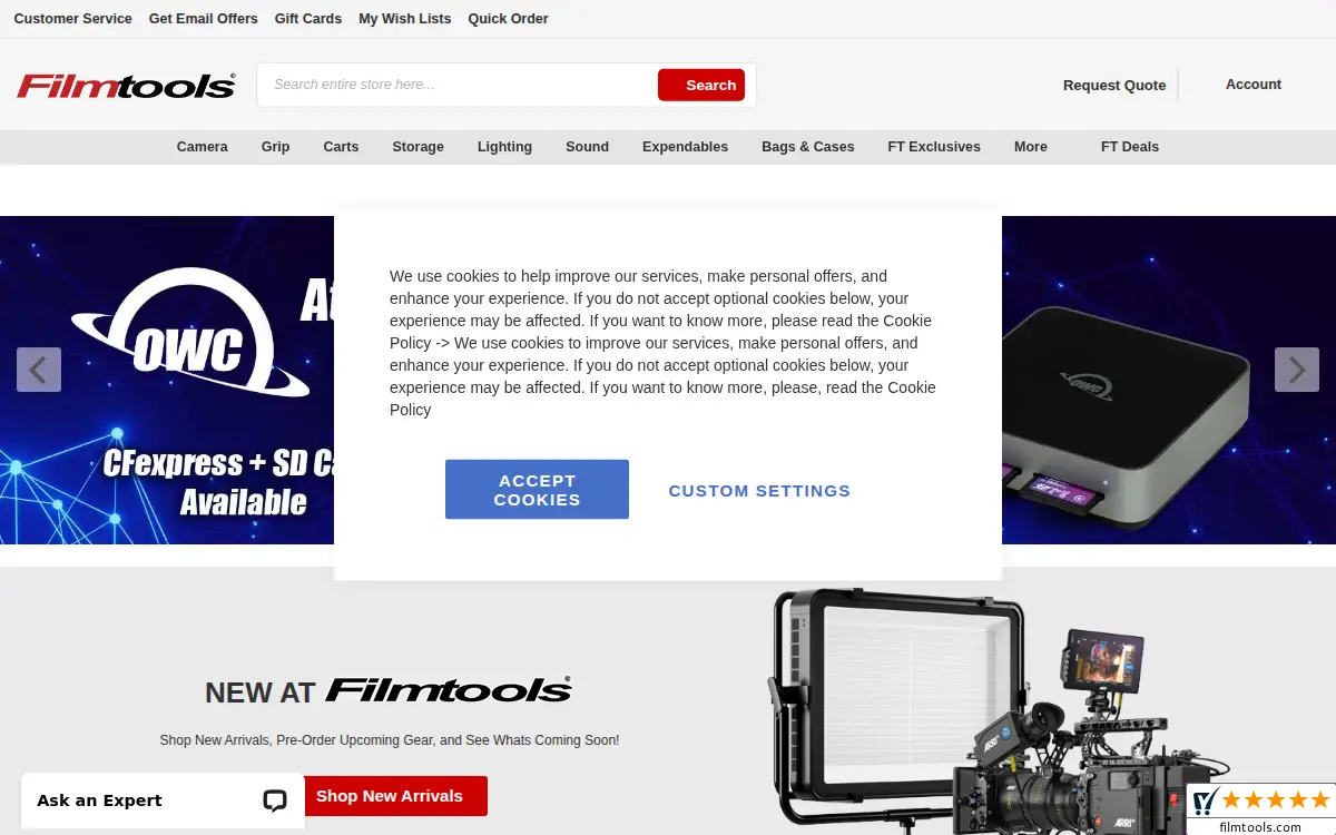 Homepage of Filmtools INC.