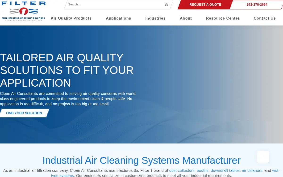 Homepage of Clean Air Consultants, INC.
