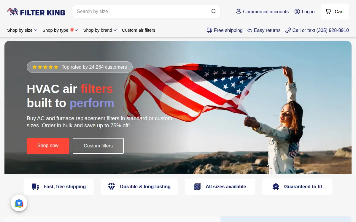 Homepage of Filter King, LLC