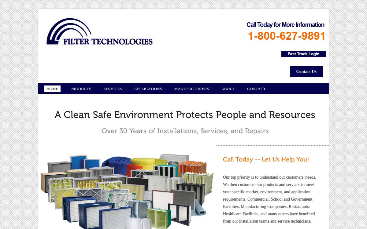 Homepage of Filter Technologies INC