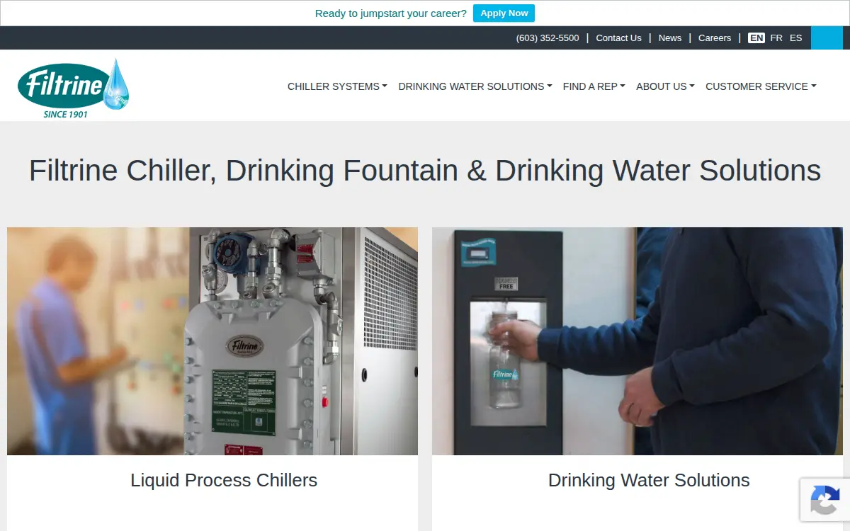 Homepage of The Filtrine Manufacturing Company, INC.