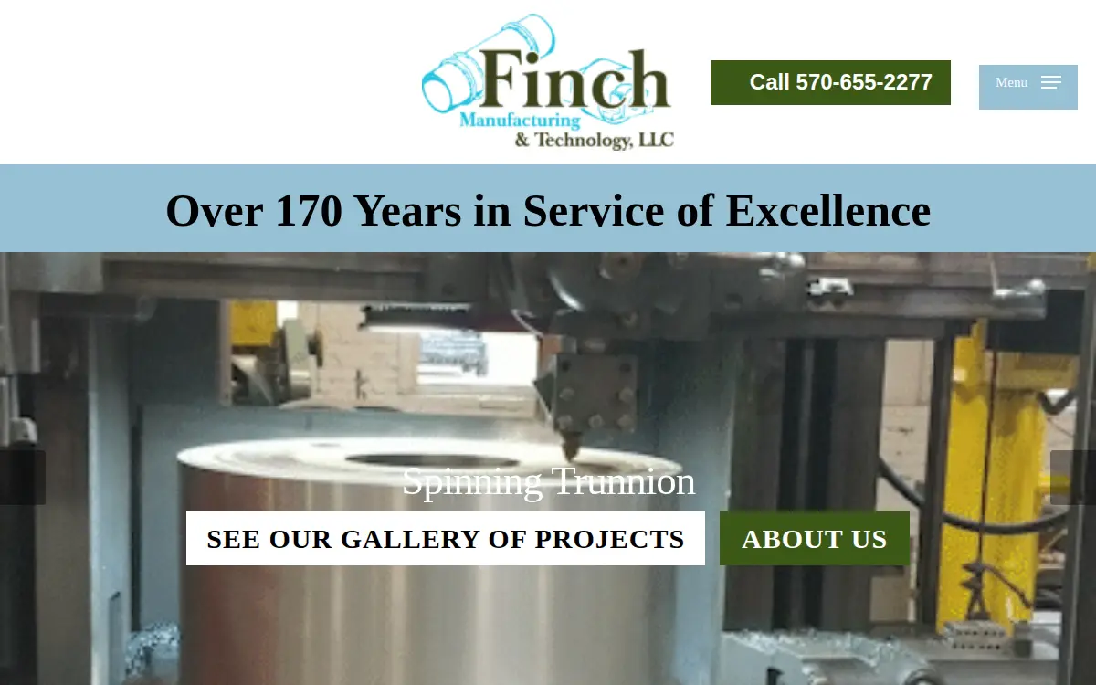 Homepage of Finch Manufacturing & Technology LLC.