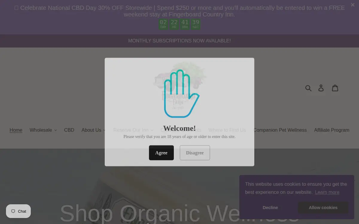 Homepage of Fingerboard Farm, LLC