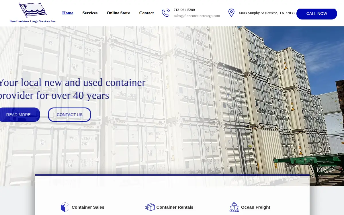 Homepage of Finn Container Cargo Services INC