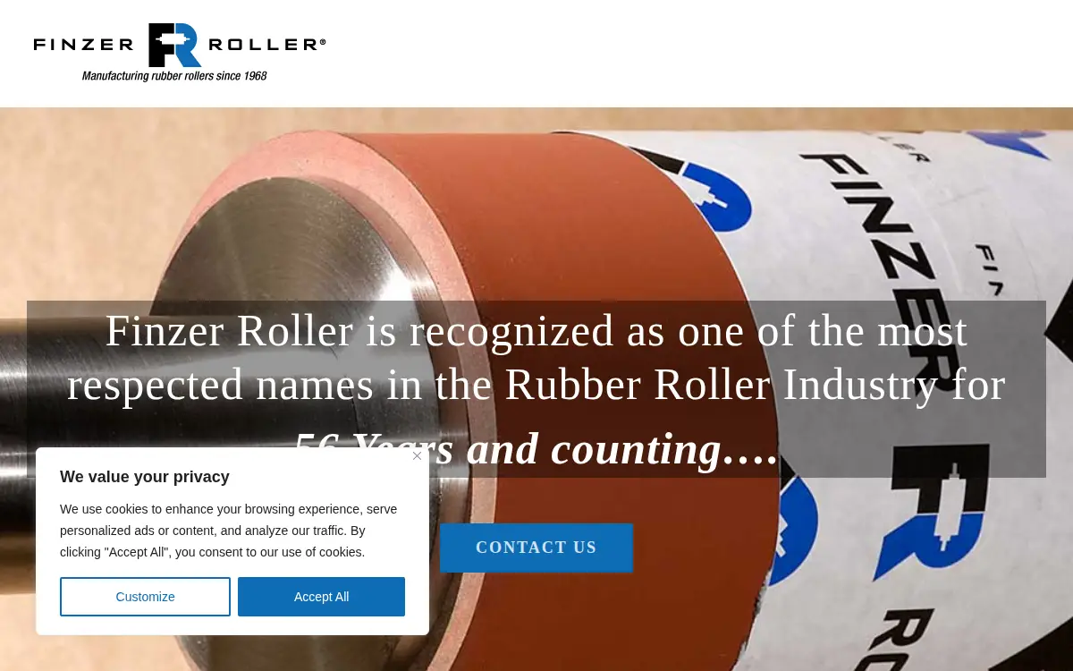 Homepage of Finzer Roller, INC.