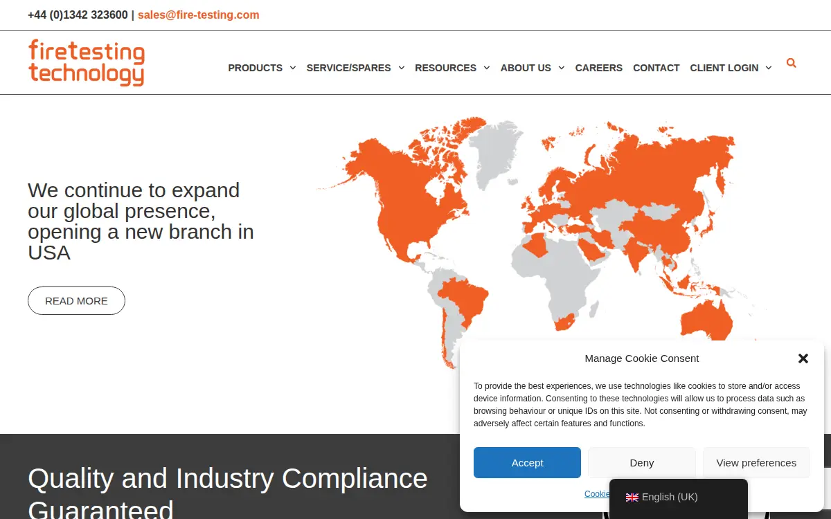 Homepage of Fire Testing Technology Incorporated