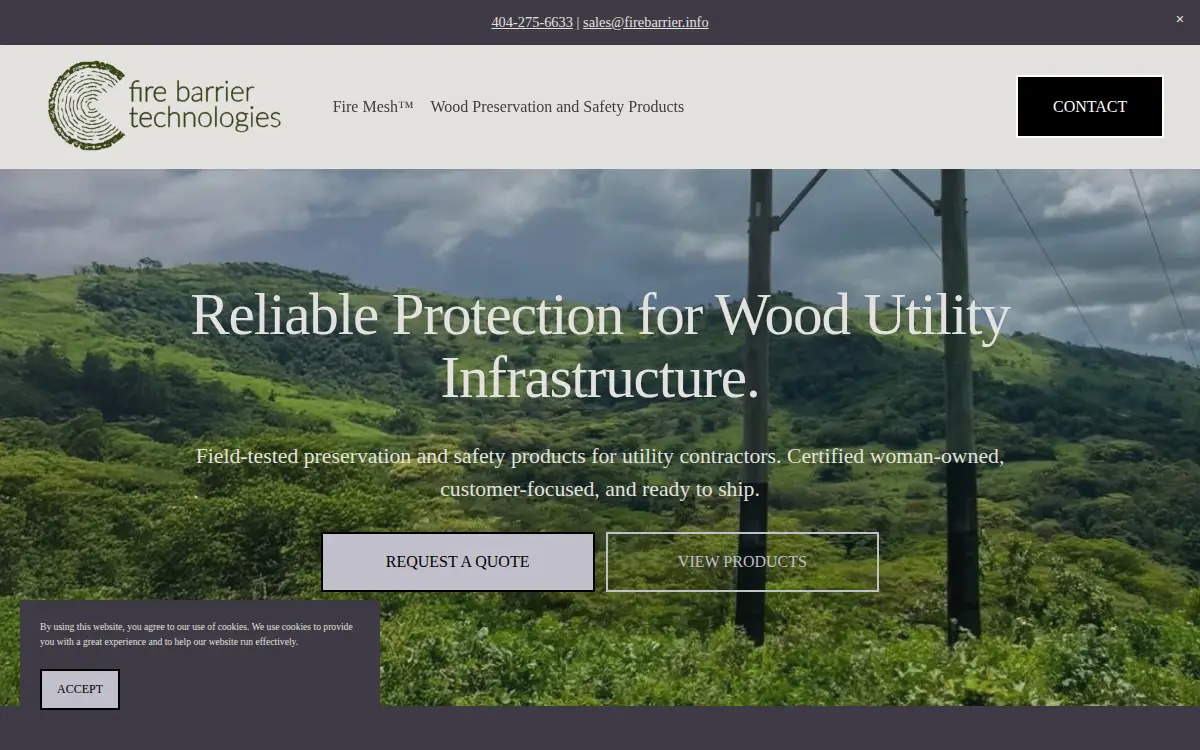 Homepage of Fire Barrier Technologies, LLC