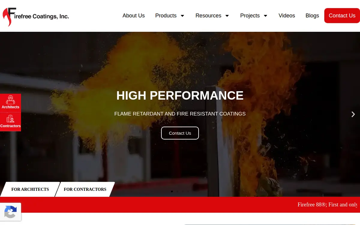 Homepage of Firefree Coatings INC