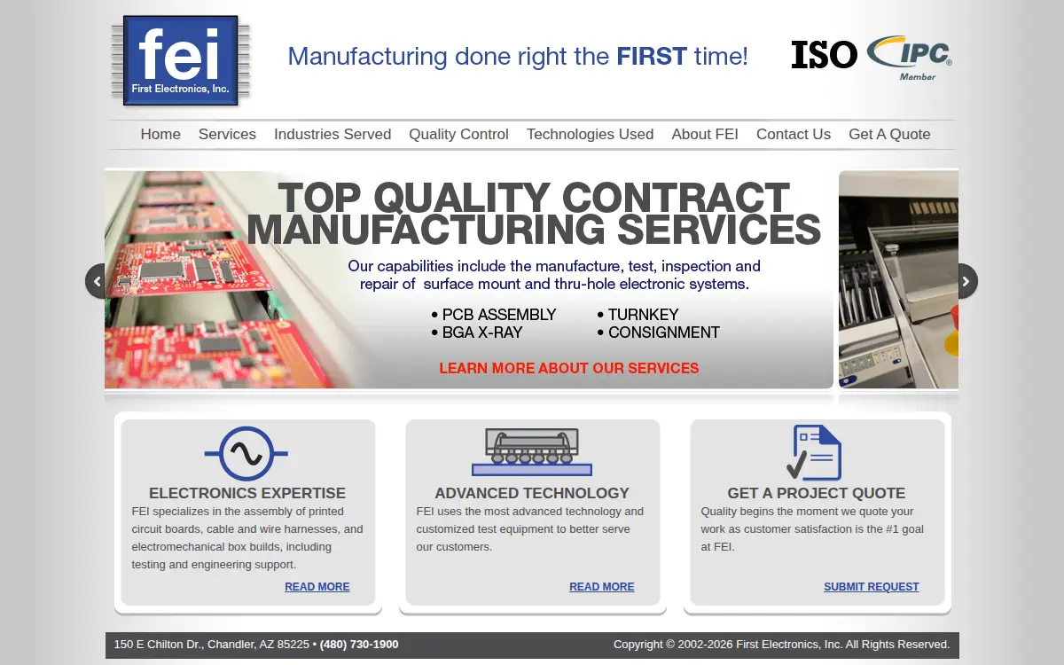 Homepage of First Electronics, INC.
