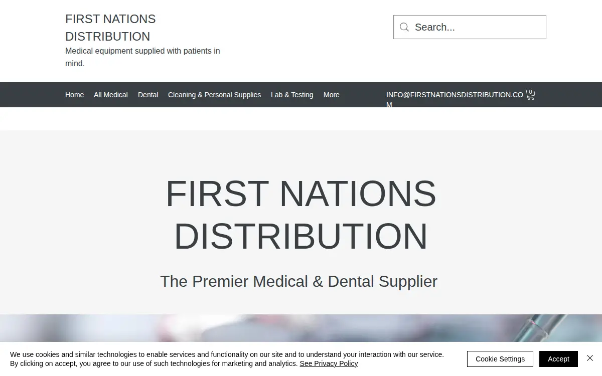 Homepage of First Nations Distribution LLC