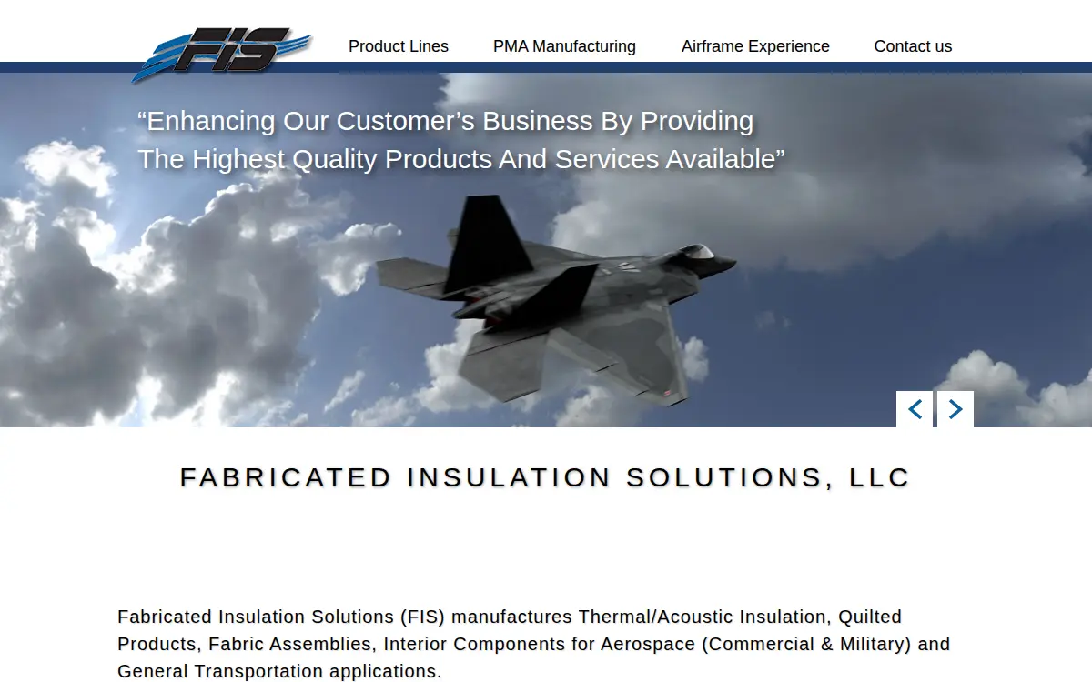 Homepage of Fabricated Insulation Solutions, LLC