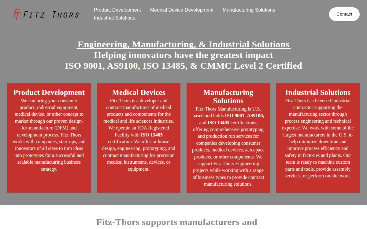 Homepage of Fitz-thors Manufacturing, INC