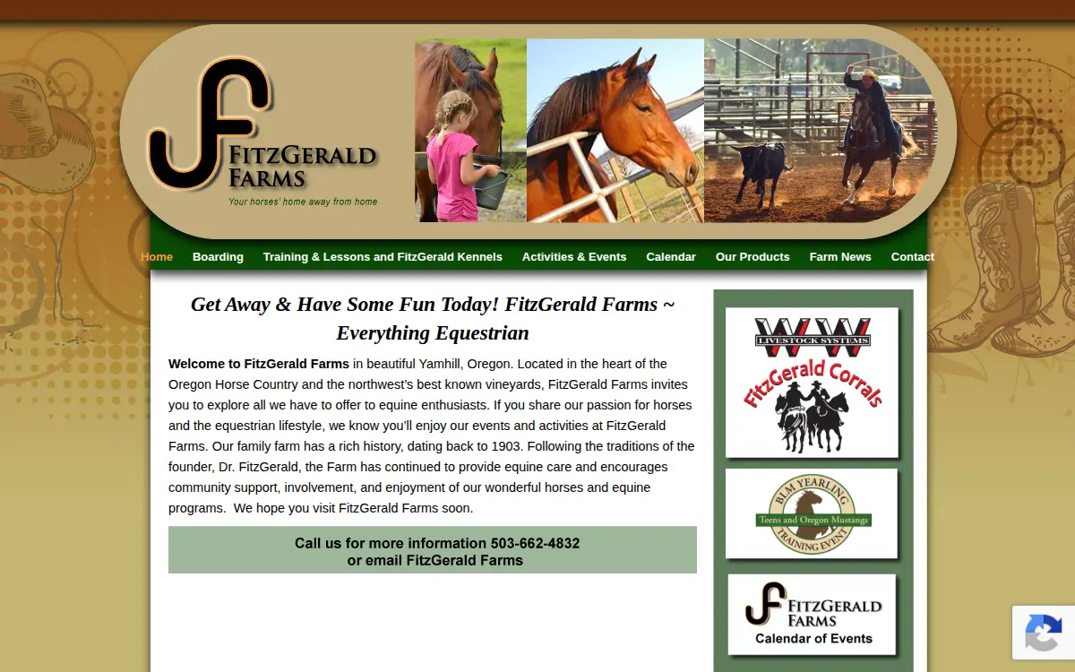 Homepage of Fitzgerald Farms, LLC
