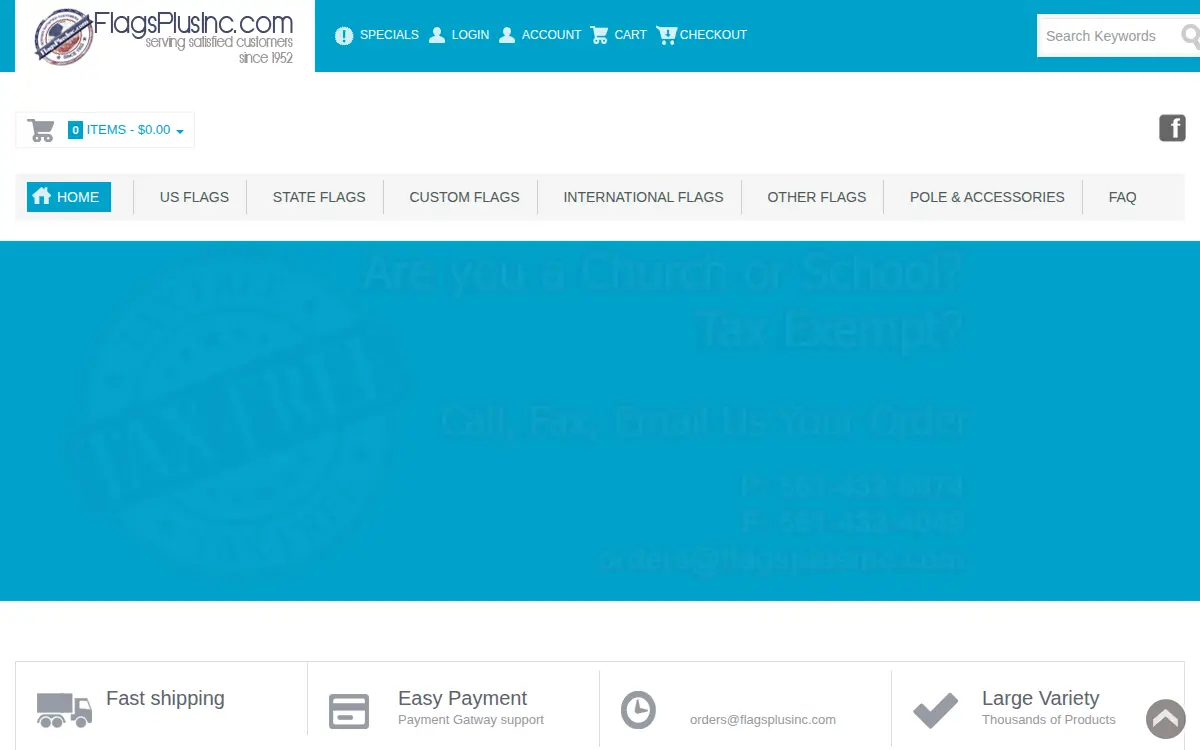 Homepage of Flags Plus, INC.