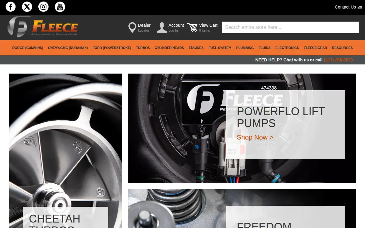 Homepage of Fleece Performance Engineering INC