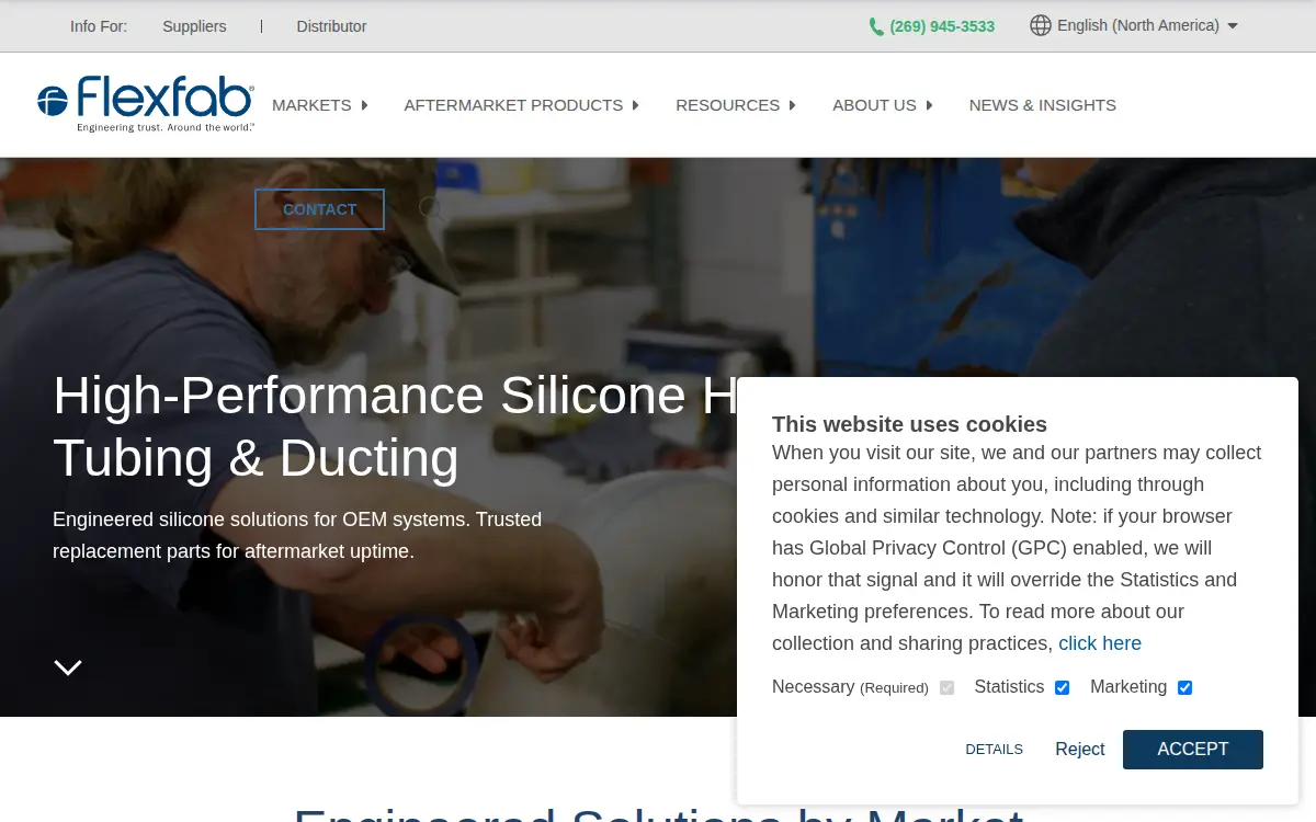 Homepage of Flexfab LLC