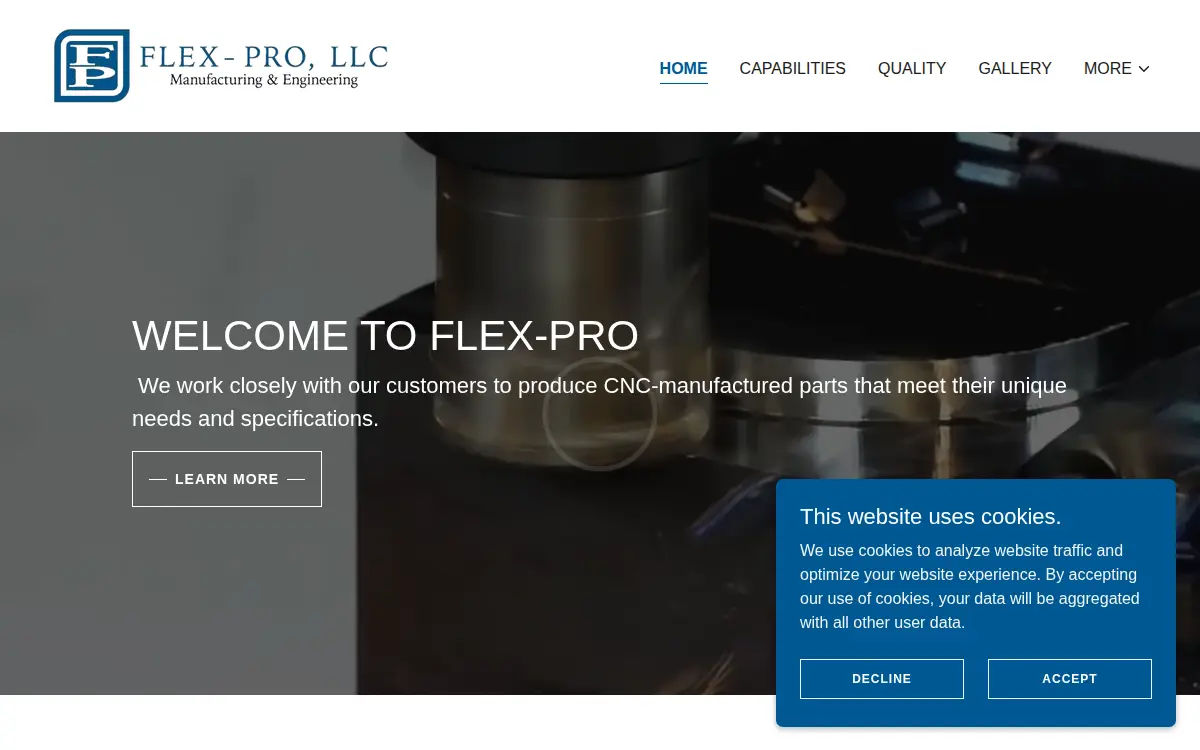 Homepage of Flex-pro LLC