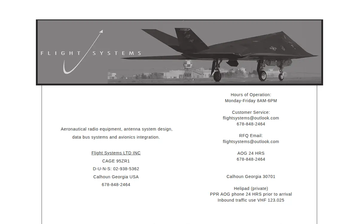 Homepage of Flight Systems LLC