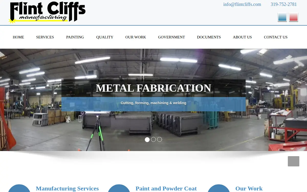 Homepage of Flint Cliffs Manufacturing CORP.