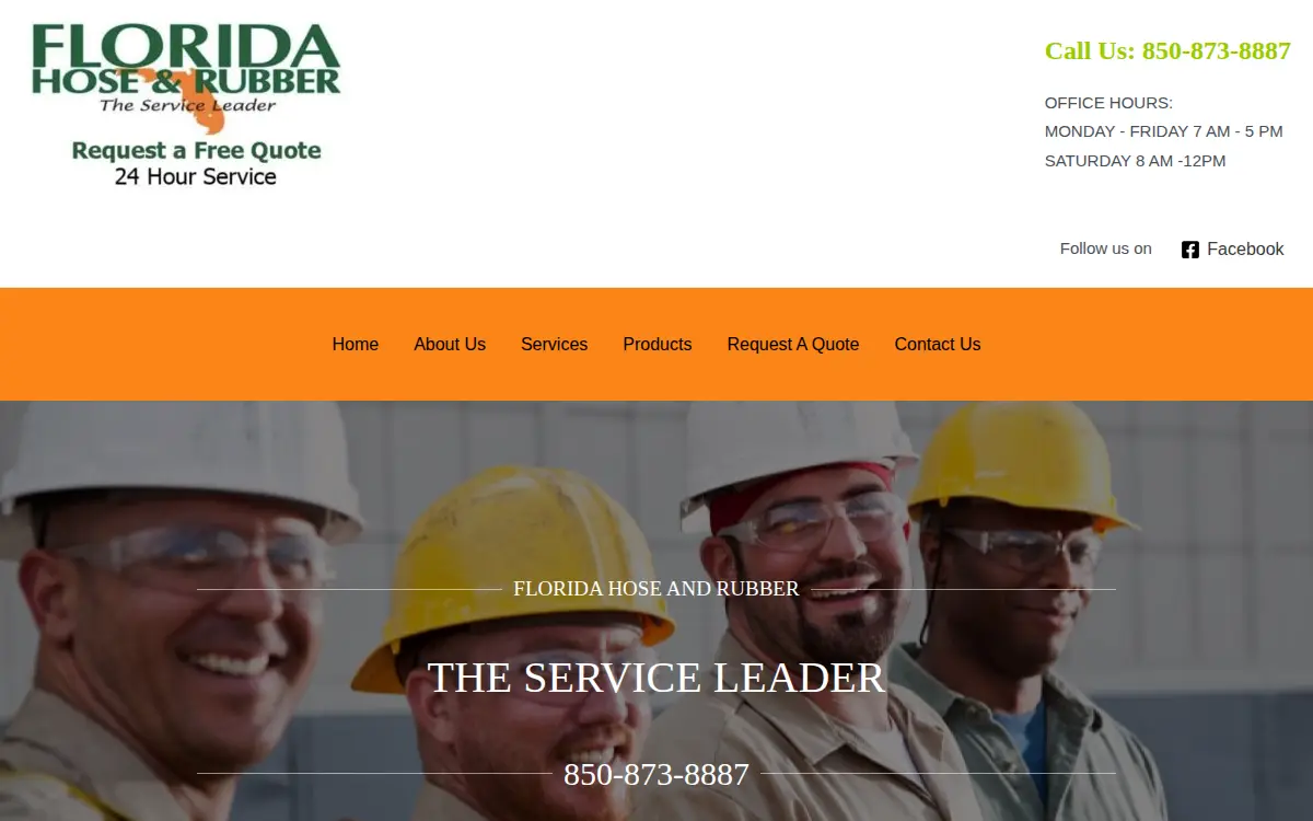 Homepage of Florida Hose & Rubber, LLC