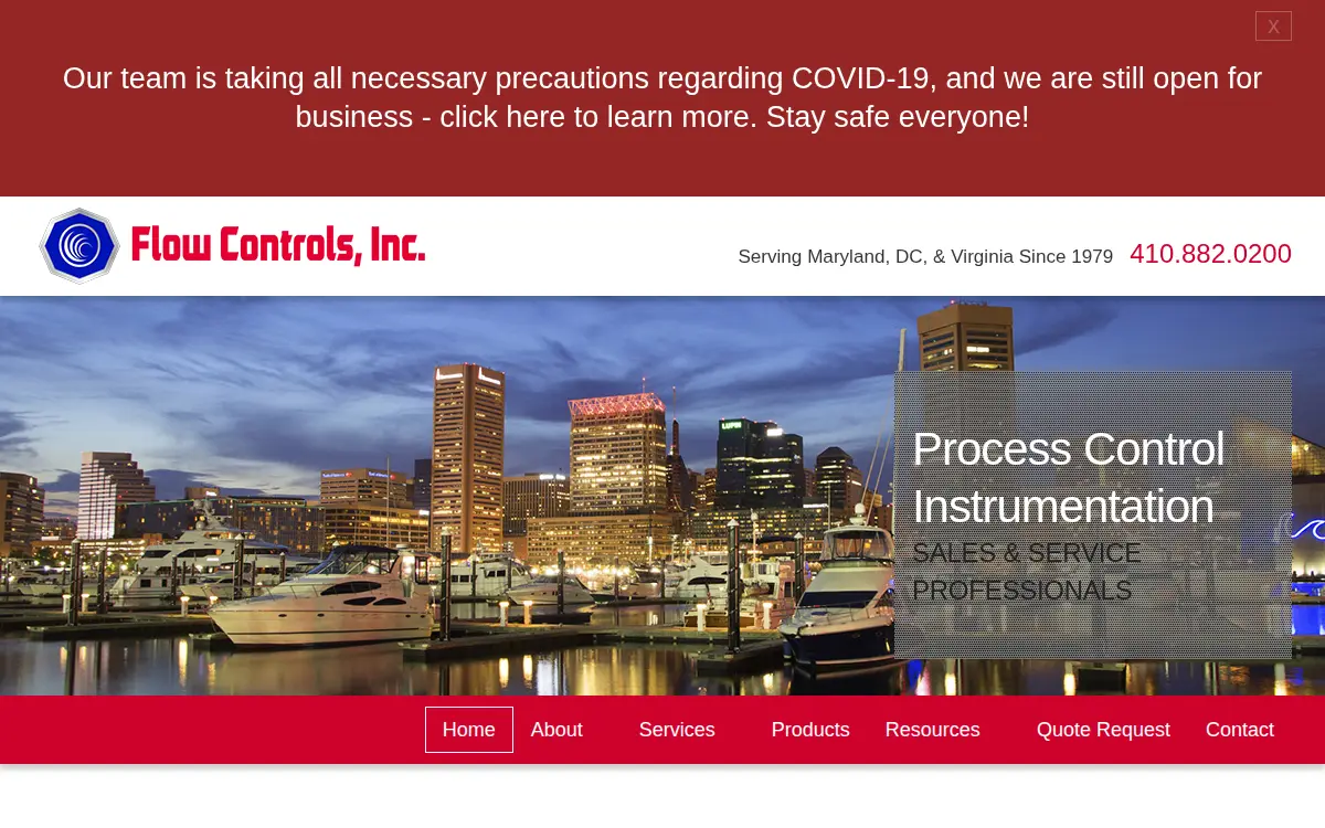 Homepage of Flow Controls, INC.