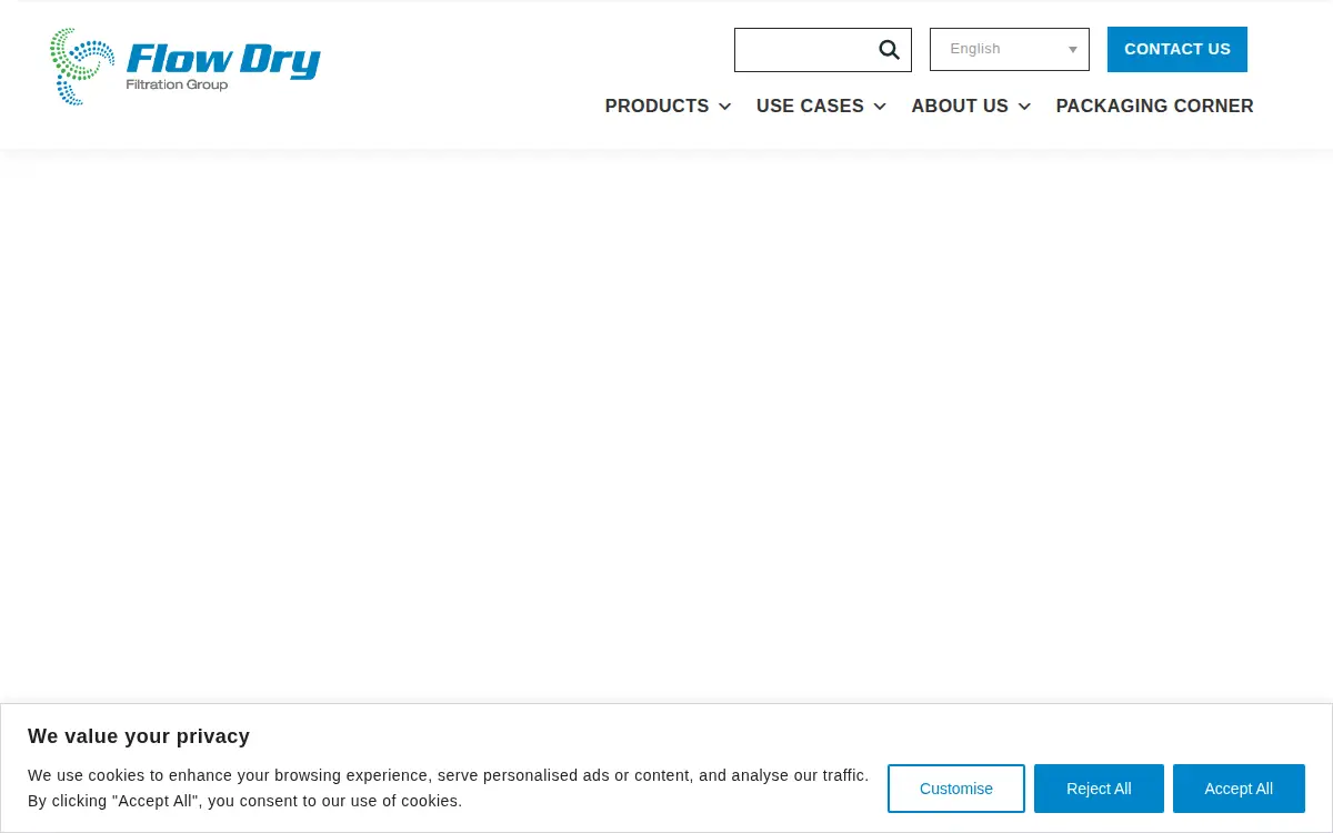 Homepage of Flow Dry Technology, INC