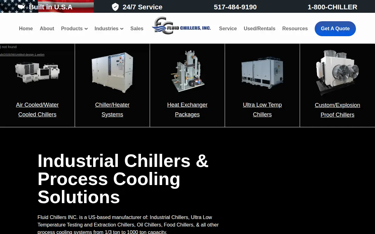 Homepage of Fluid Chillers INC