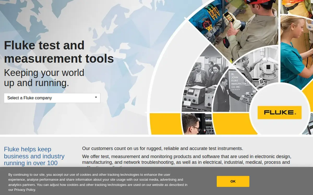 Homepage of Fluke CORP