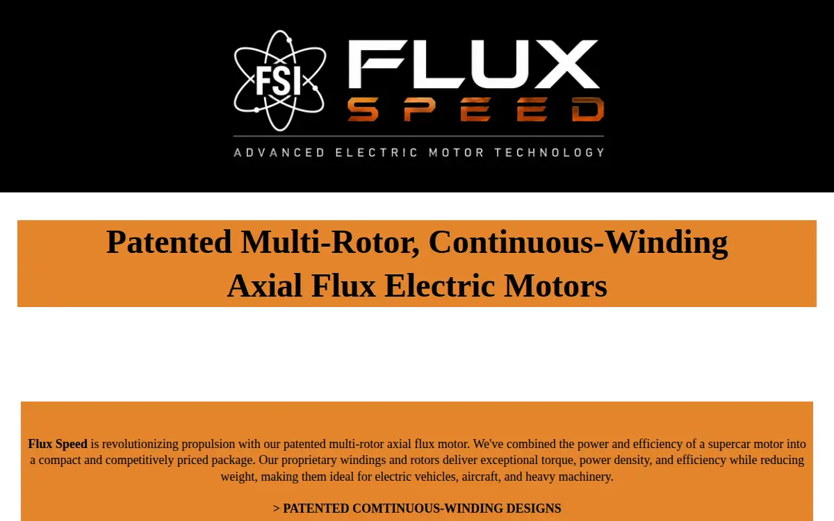 Homepage of Flux Speed INC.