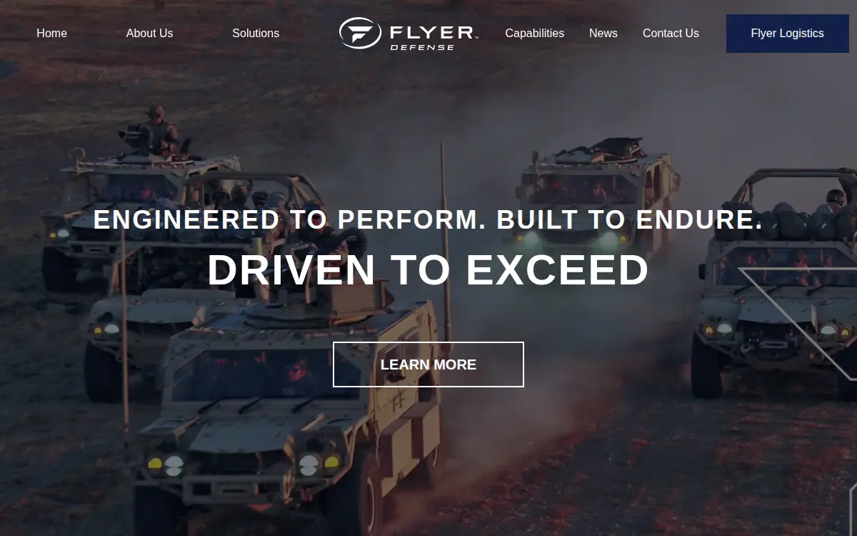 Homepage of Flyer Defense, LLC