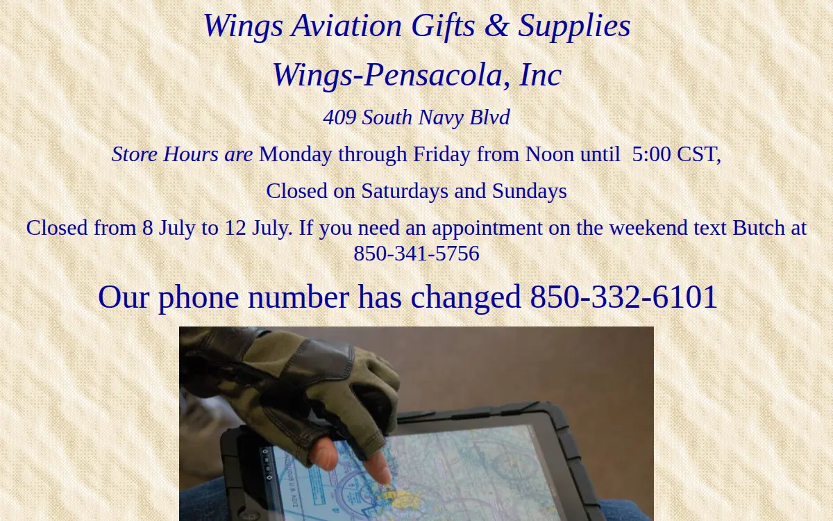 Homepage of Wings-pensacola, INC