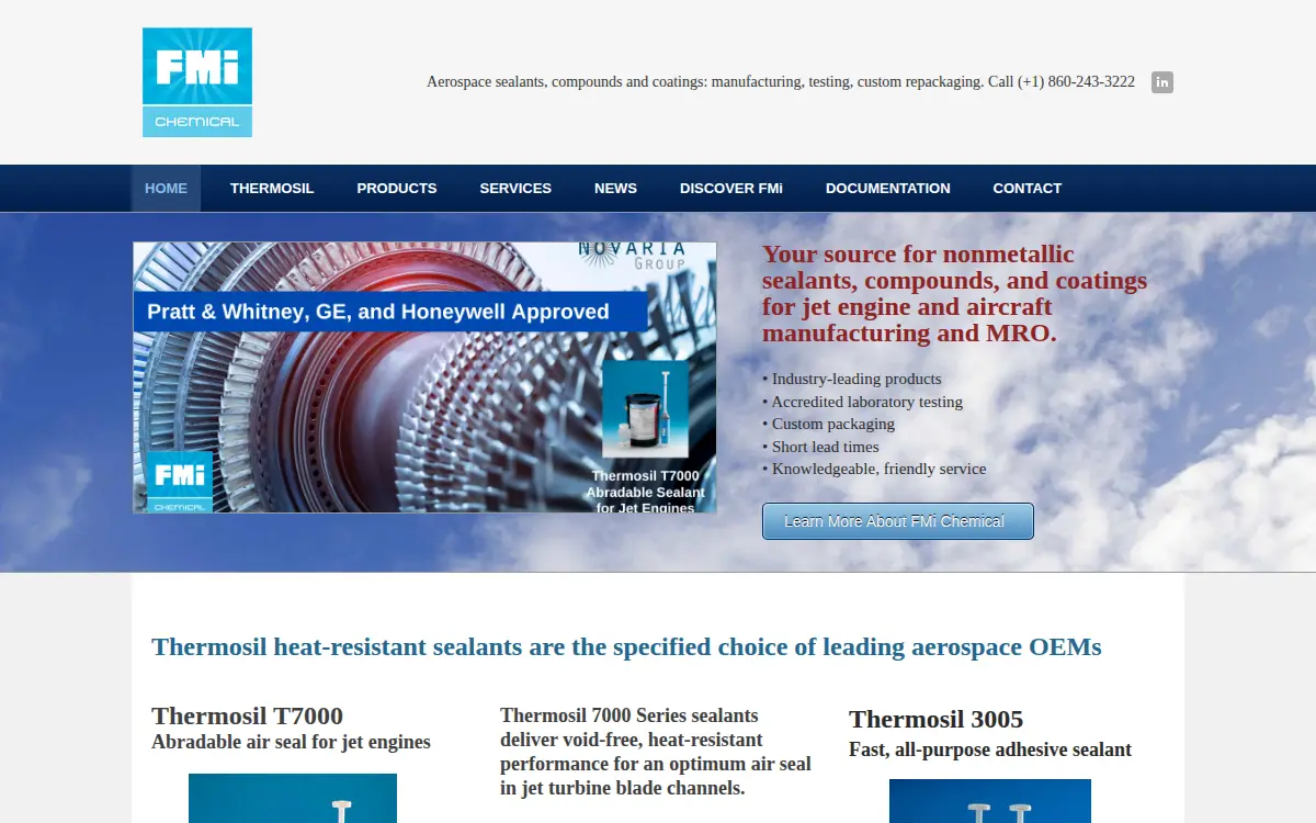 Homepage of Fmi Chemical, INC