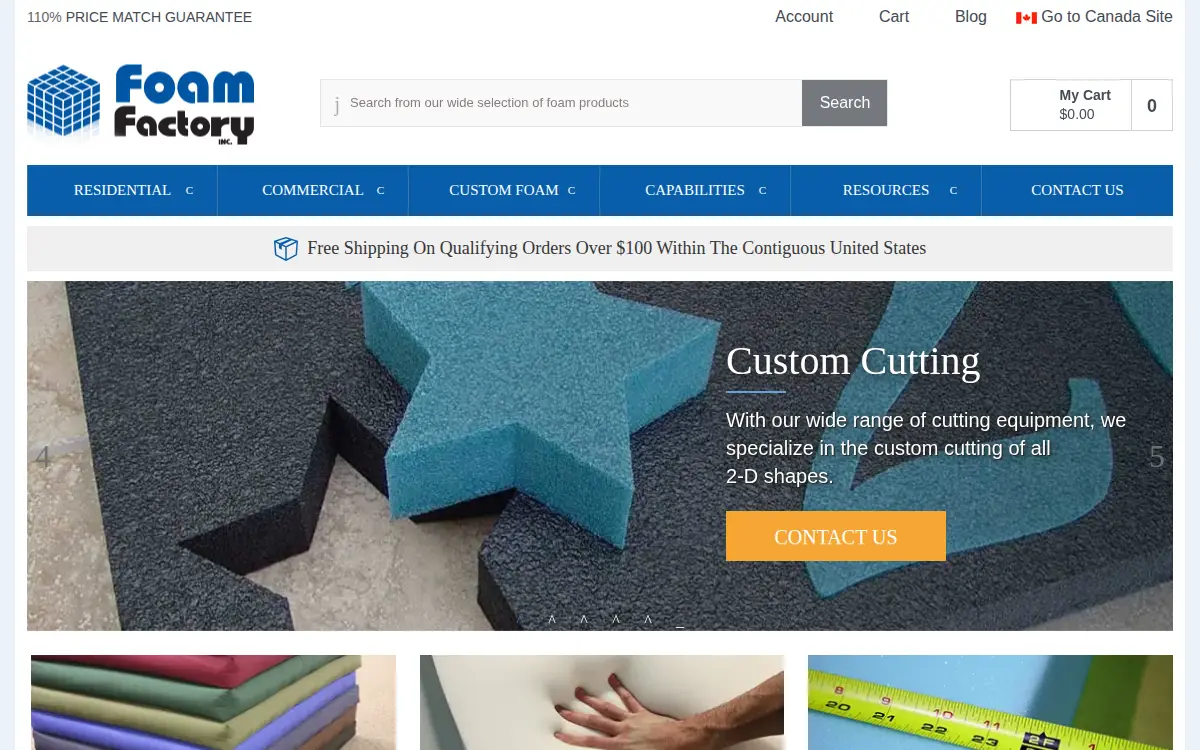 Homepage of Foam Factory Incorporated