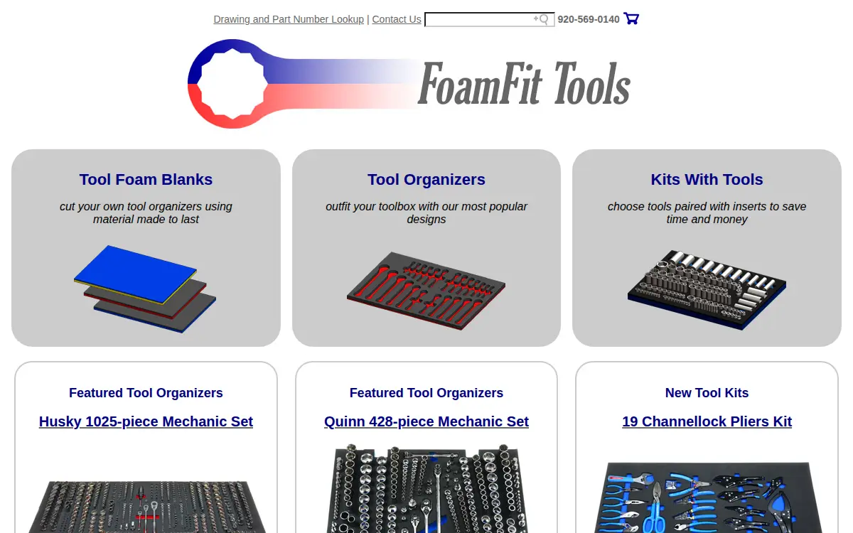 Homepage of Foamfit Tools, LLC