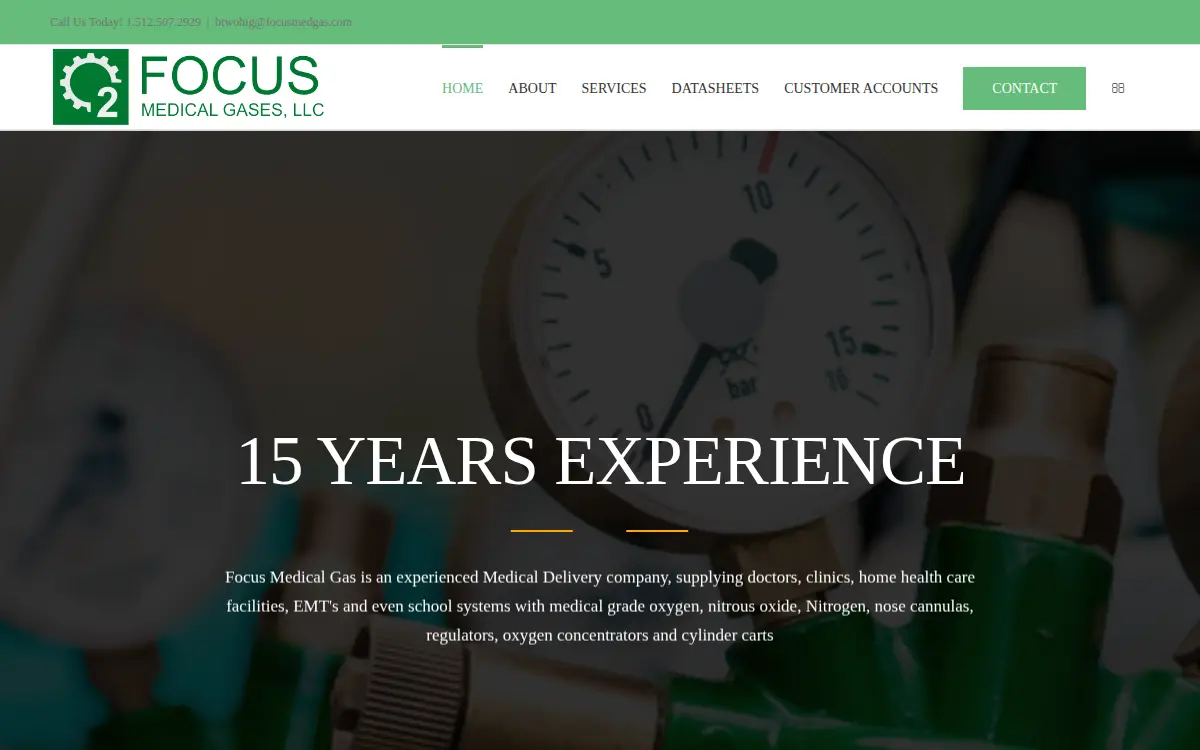 Homepage of Focus Medical Gases LLC