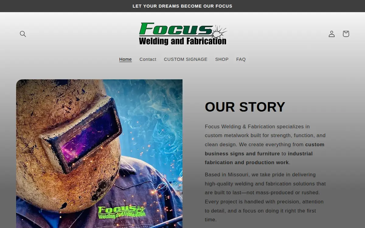 Homepage of Focus Welding and Fabrication, Incorporated